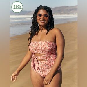 Aerie Printed One Piece Cut Out Bathing Suit